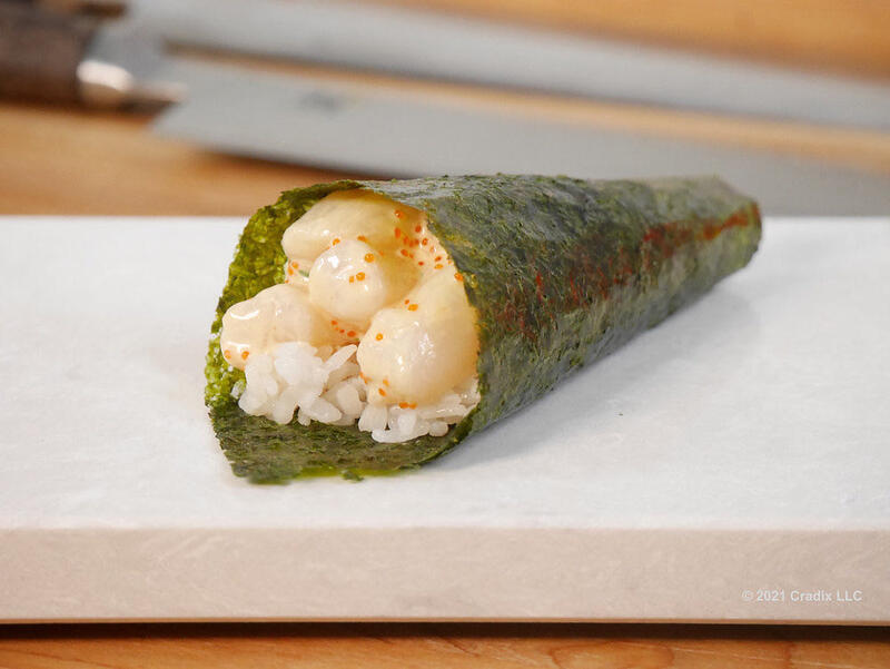 Hand Roll Scallop (Lightly Grilled with Ponzu) Raw